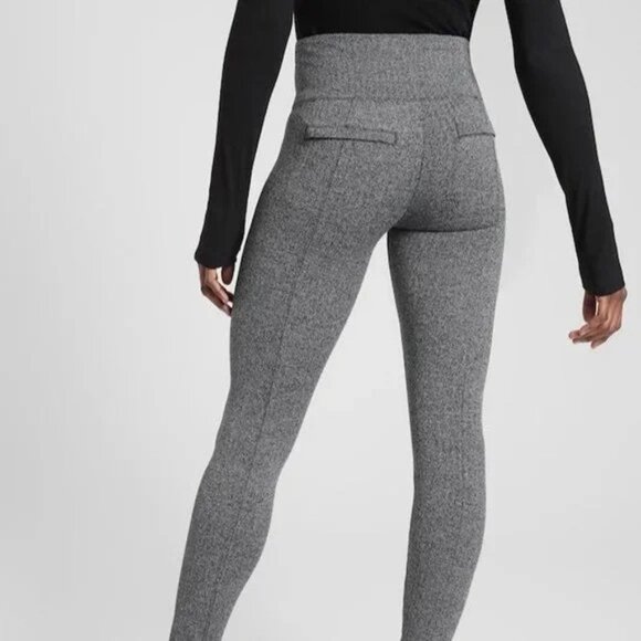 Athleta Pants - Athleta Delancey Herringbone Leggings Size S • Gray Zip Pocket Activewear